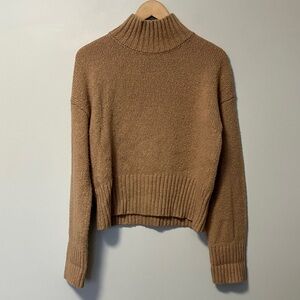 FRAME Swingy Wool Silk Cashmere Blend Cozy Tan Turtleneck Sweater